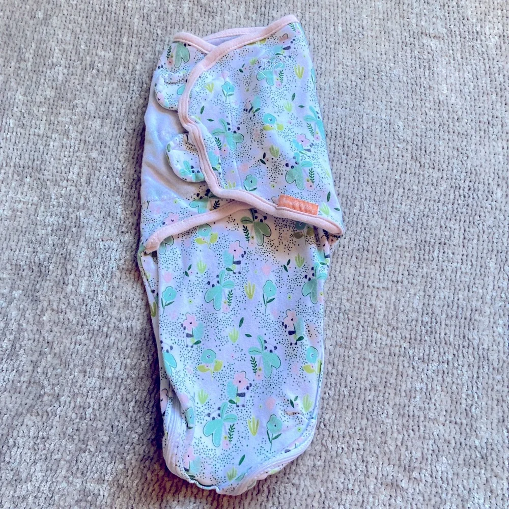 SwaddleMe Sleepsack‎ Floral Mint Pink 100% Cotton Sm/Med 7-14lbs